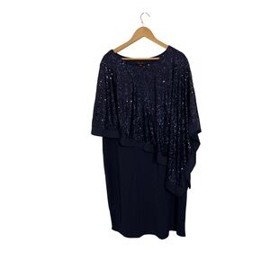 Chic Asymmetrical Navy Sequin Dress